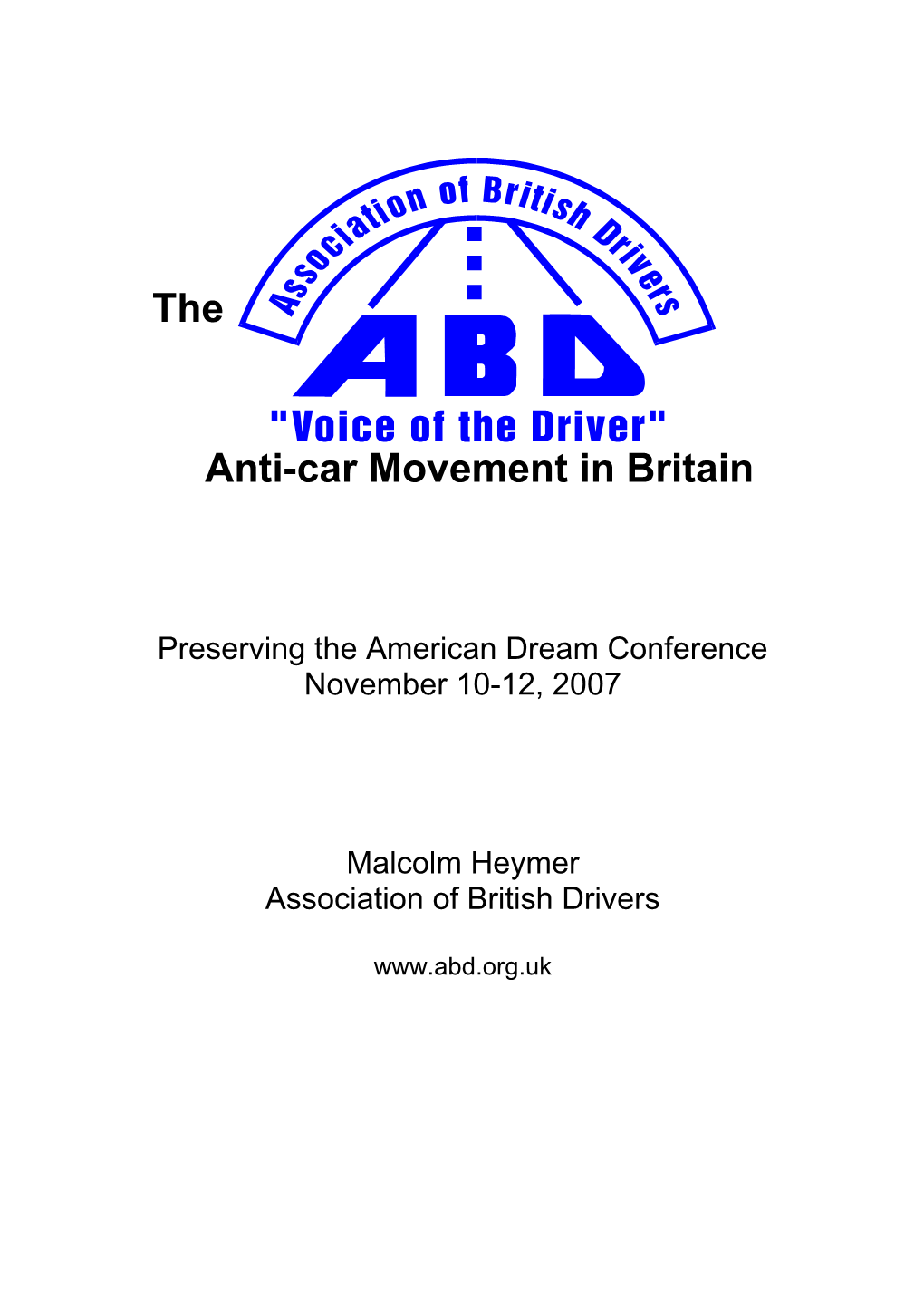 The Anti-Car Movement in Britain