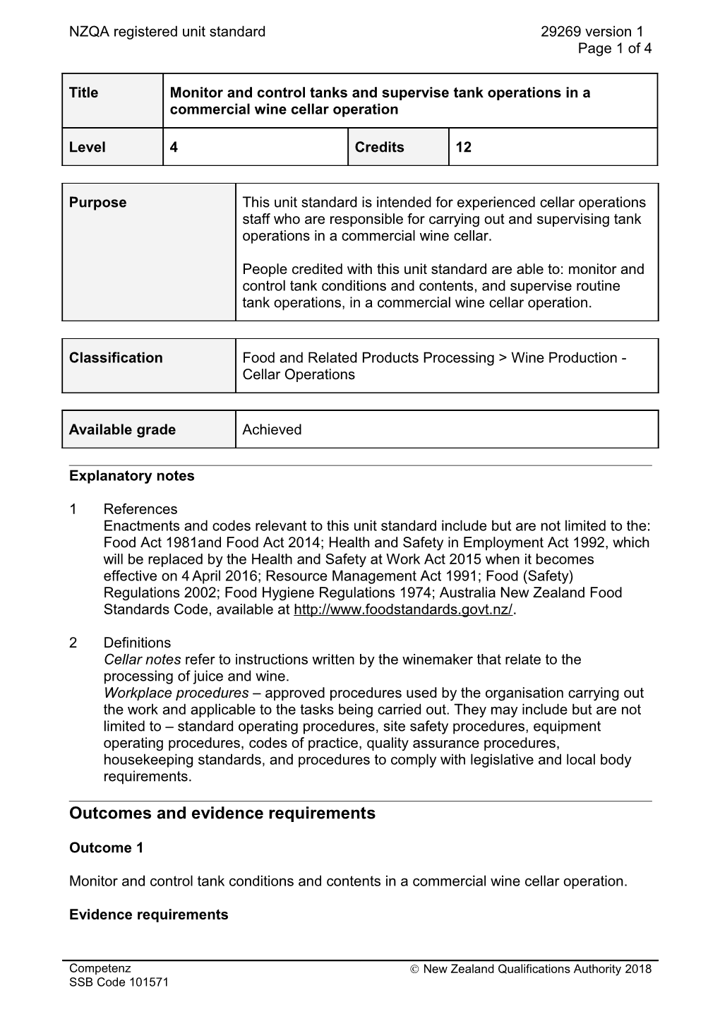 29269 Monitor and Control Tanks and Supervise Tank Operations in a Commercial Wine Cellar