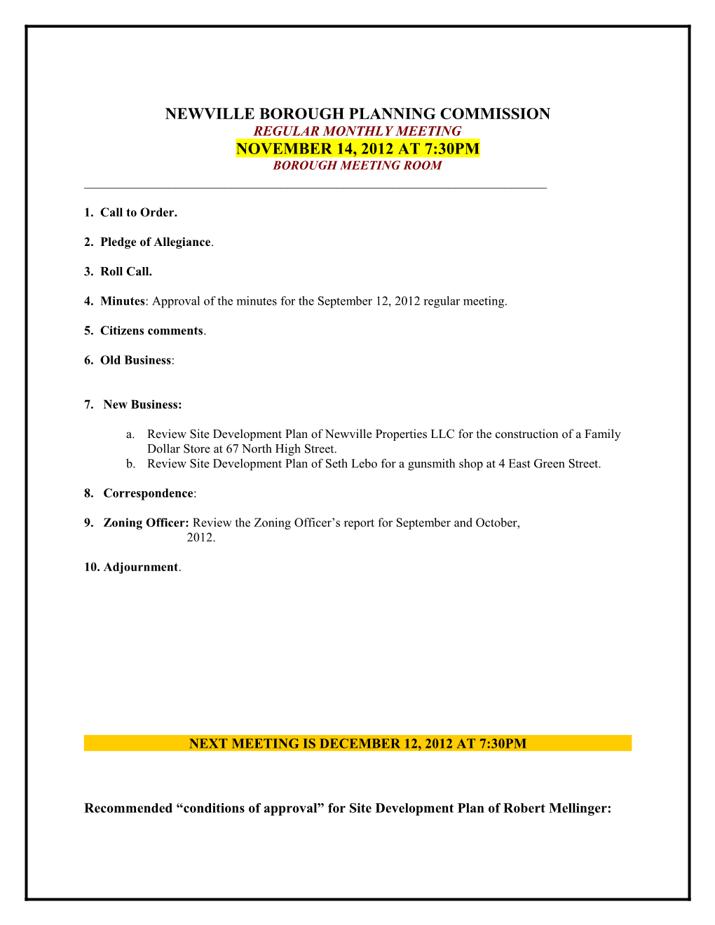 Newville Borough Planning Commission