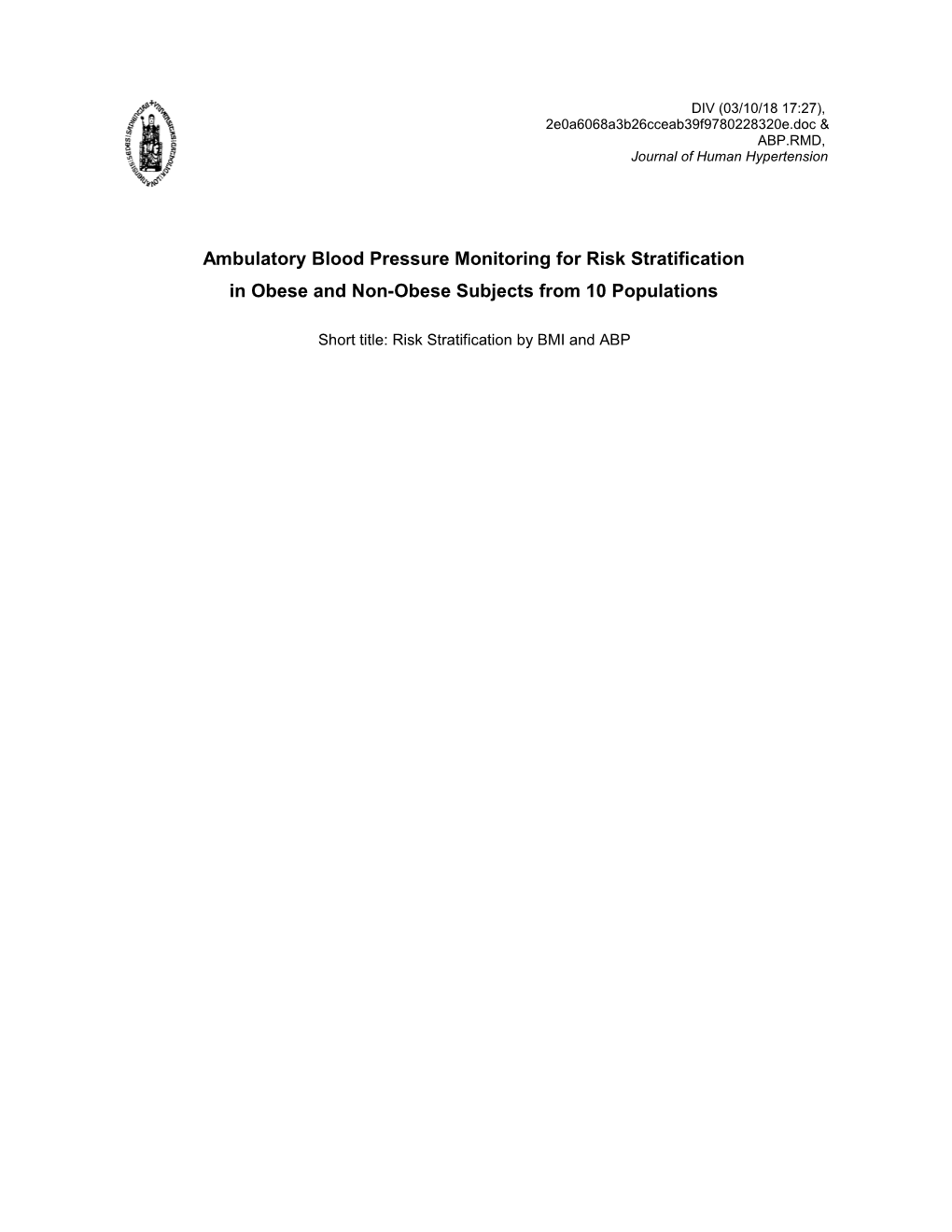 ABPM for Risk Stratification in Obese and Non-Obese