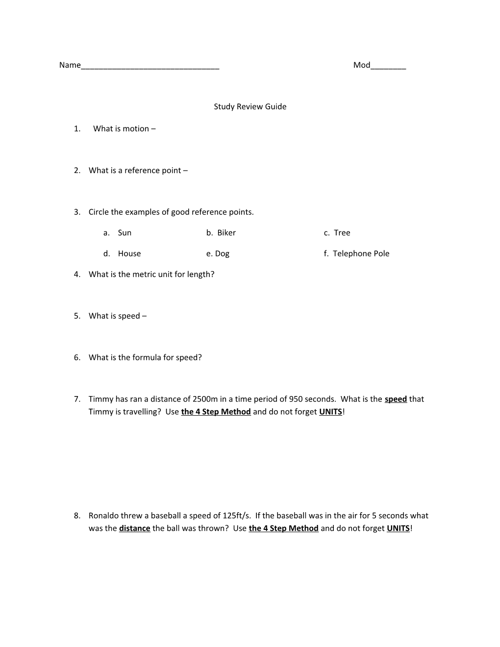 3. Circle the Examples of Good Reference Points