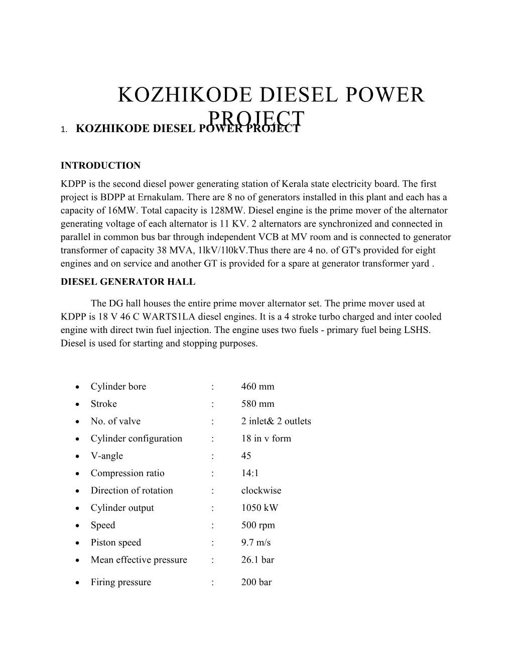 1. Kozhikode Diesel Power Project