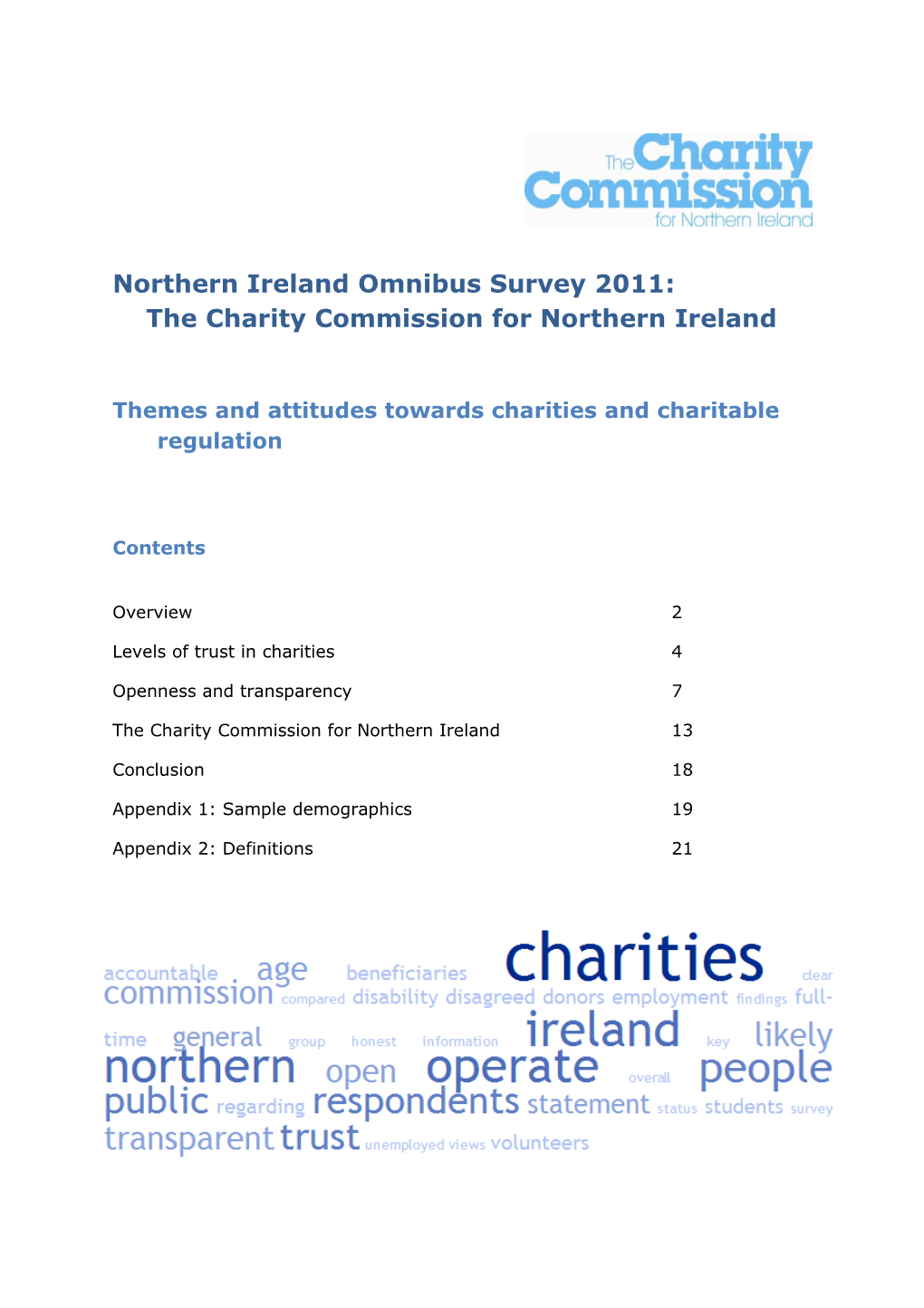 Northern Ireland Omnibus Survey 2011: the Charity Commission for Northern Ireland