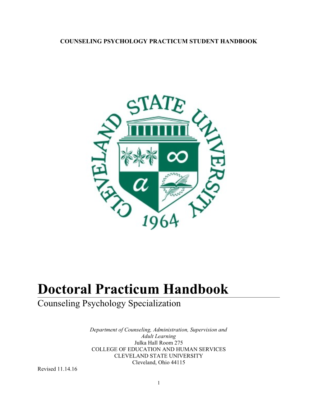 Counseling Psychology Practicum Student Handbook