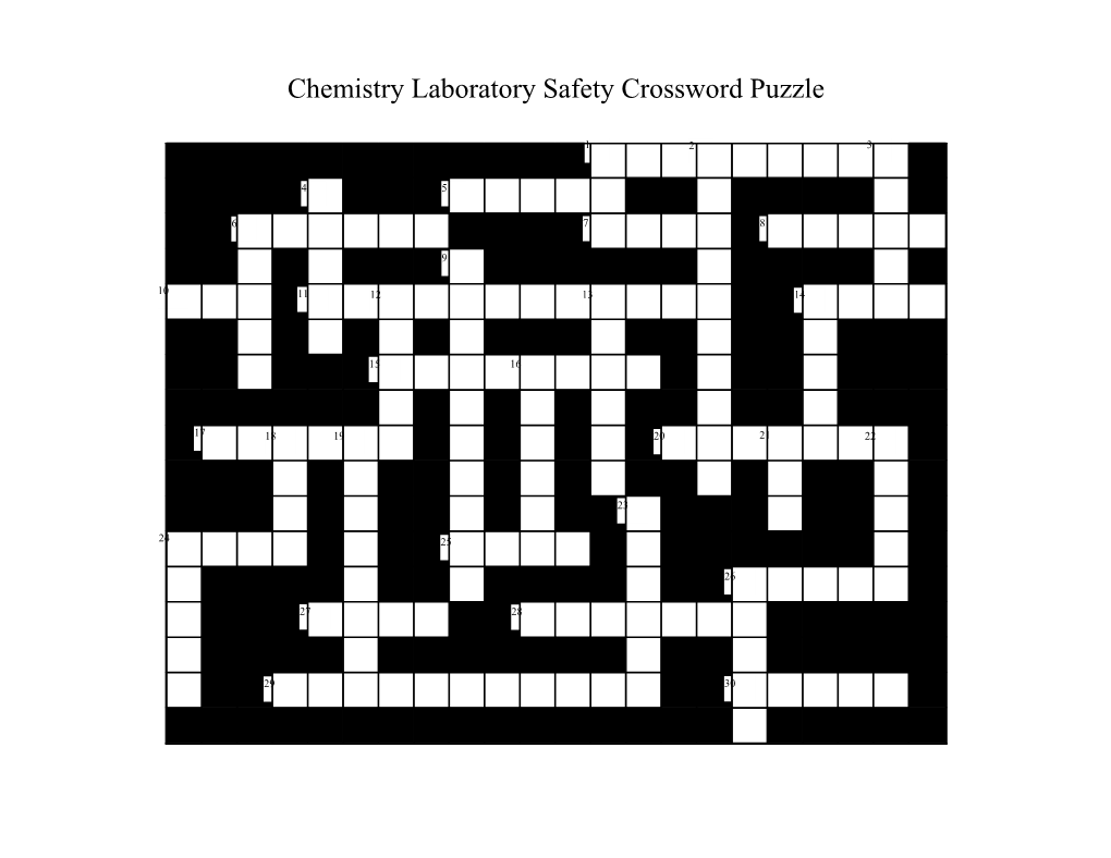 Chemistry Laboratory Safety Crossword Puzzle