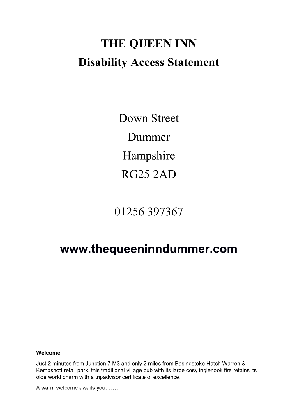 Disability Access Statement