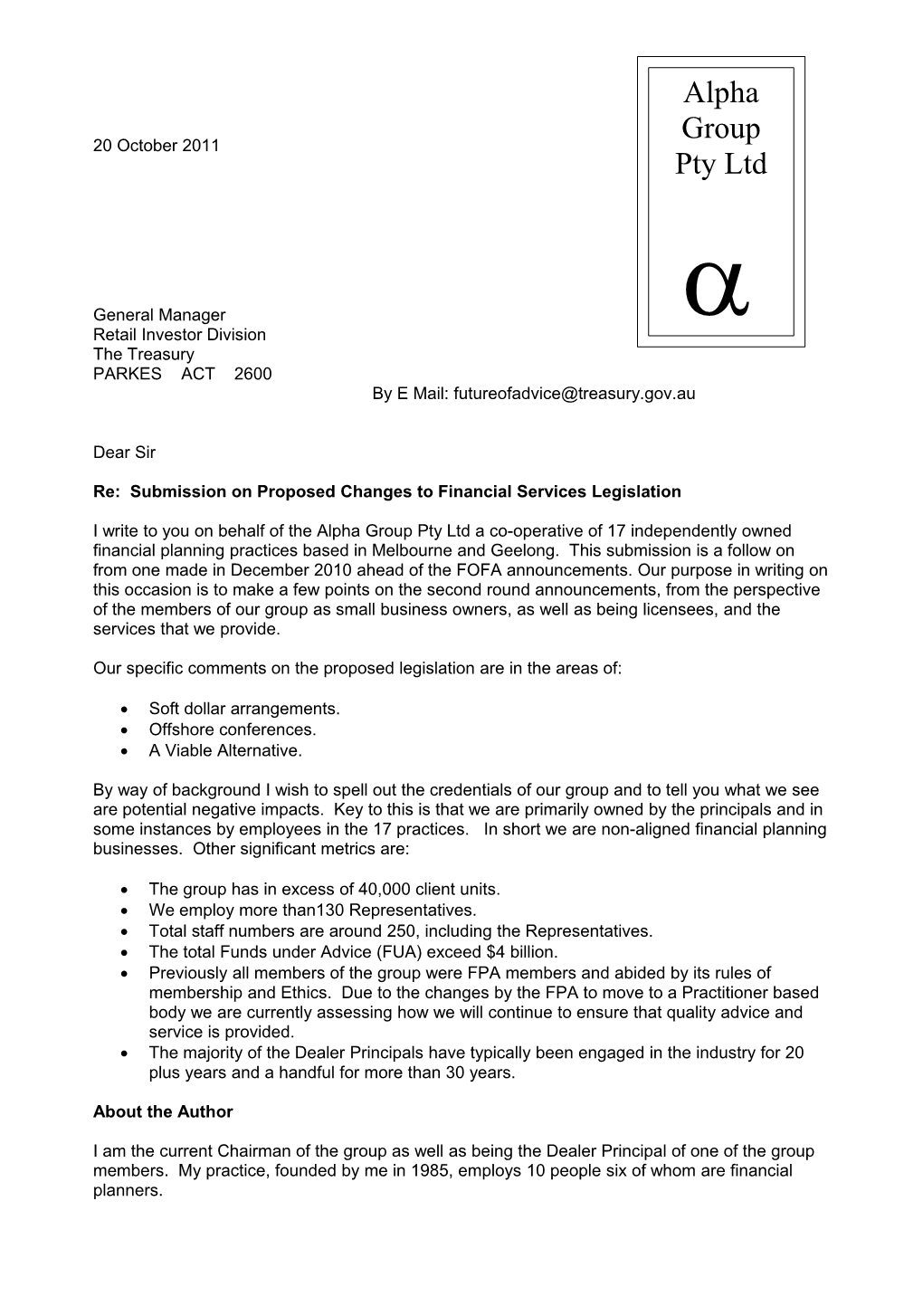 Submission to Exposure Draft - Corporations Amendment (Further Future of Financial Advice