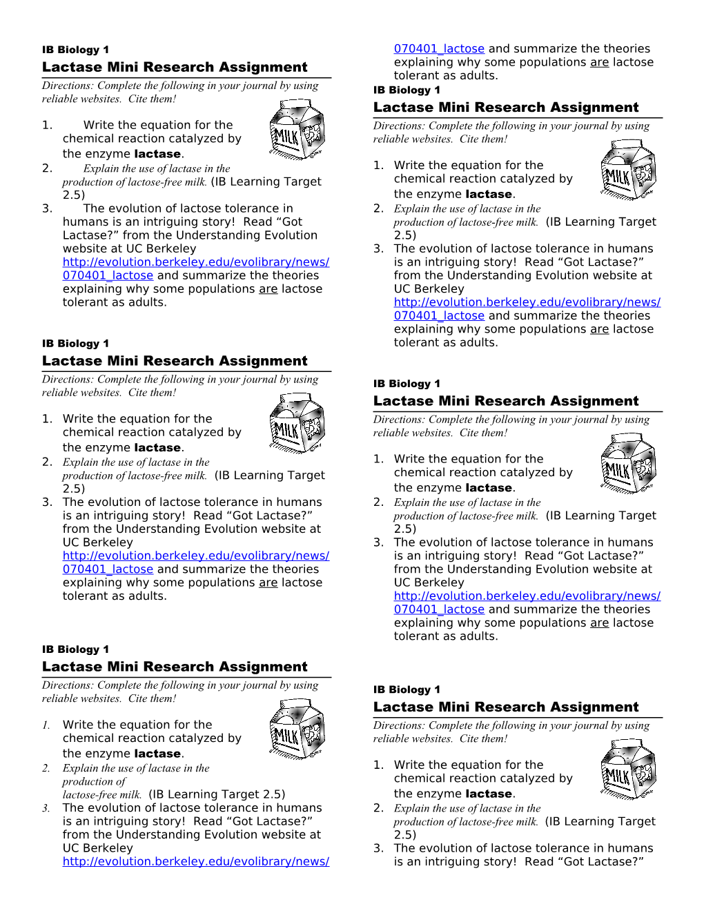 Lactase Mini Research Assignment