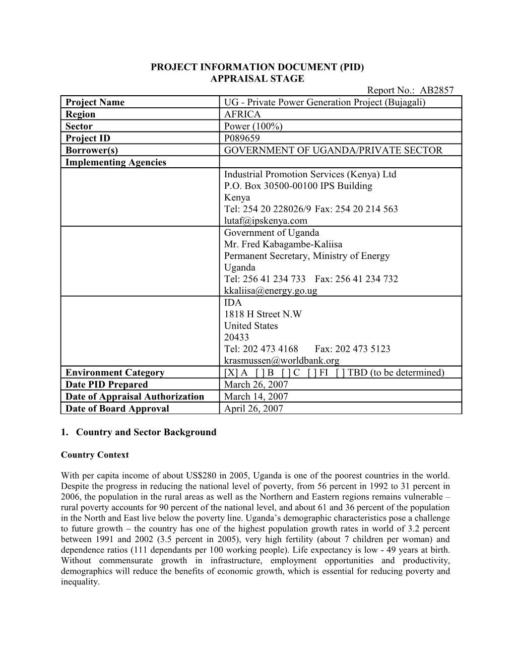 Project Information Document (Pid) s41