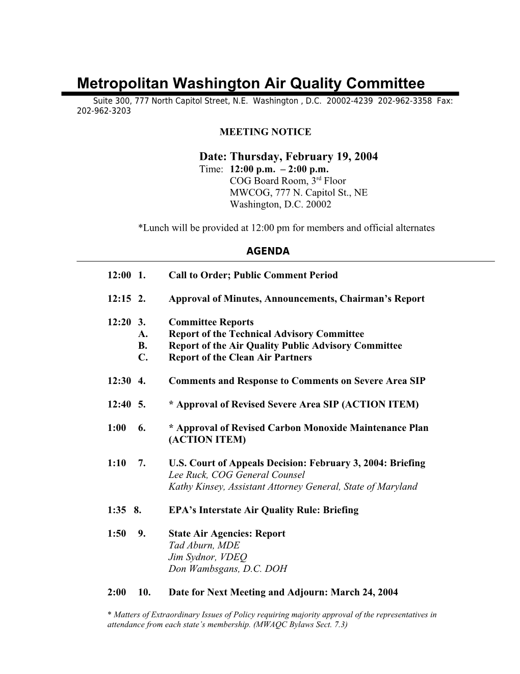 Metropolitan Washington Air Quality Committee