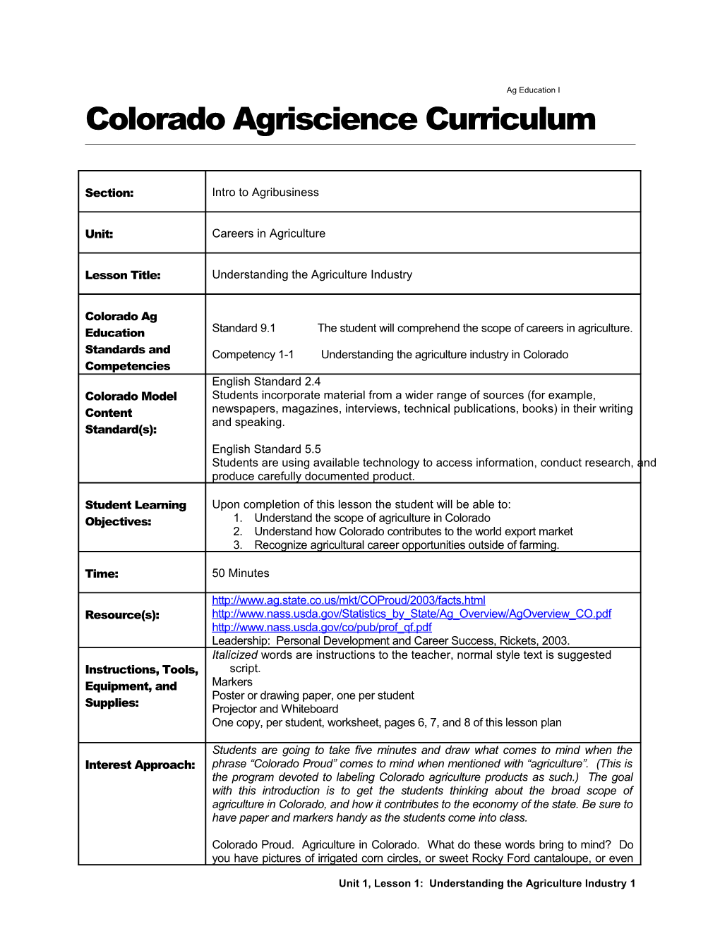Colorado Agriscience Curriculum s2