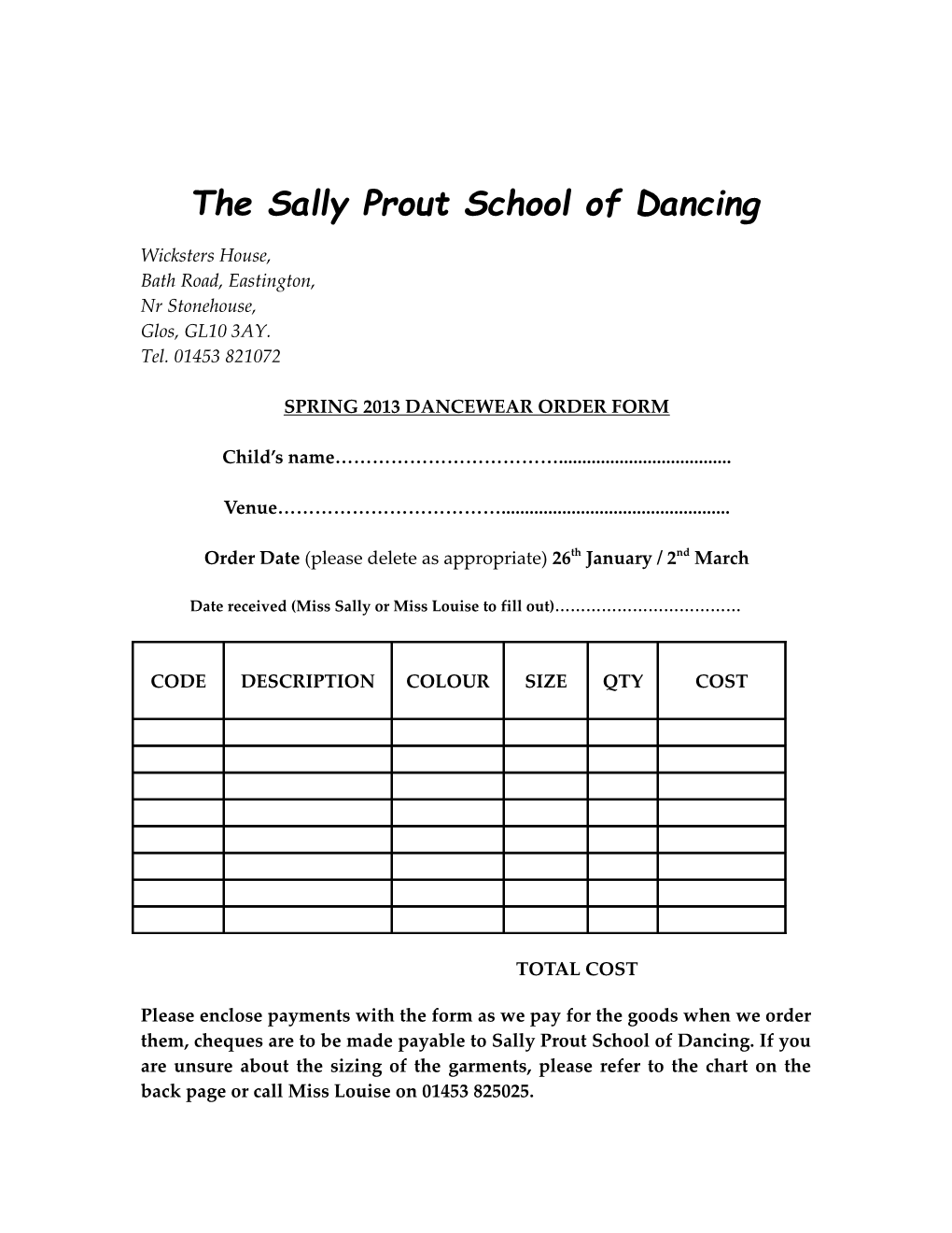 The Sally Prout School of Dancing