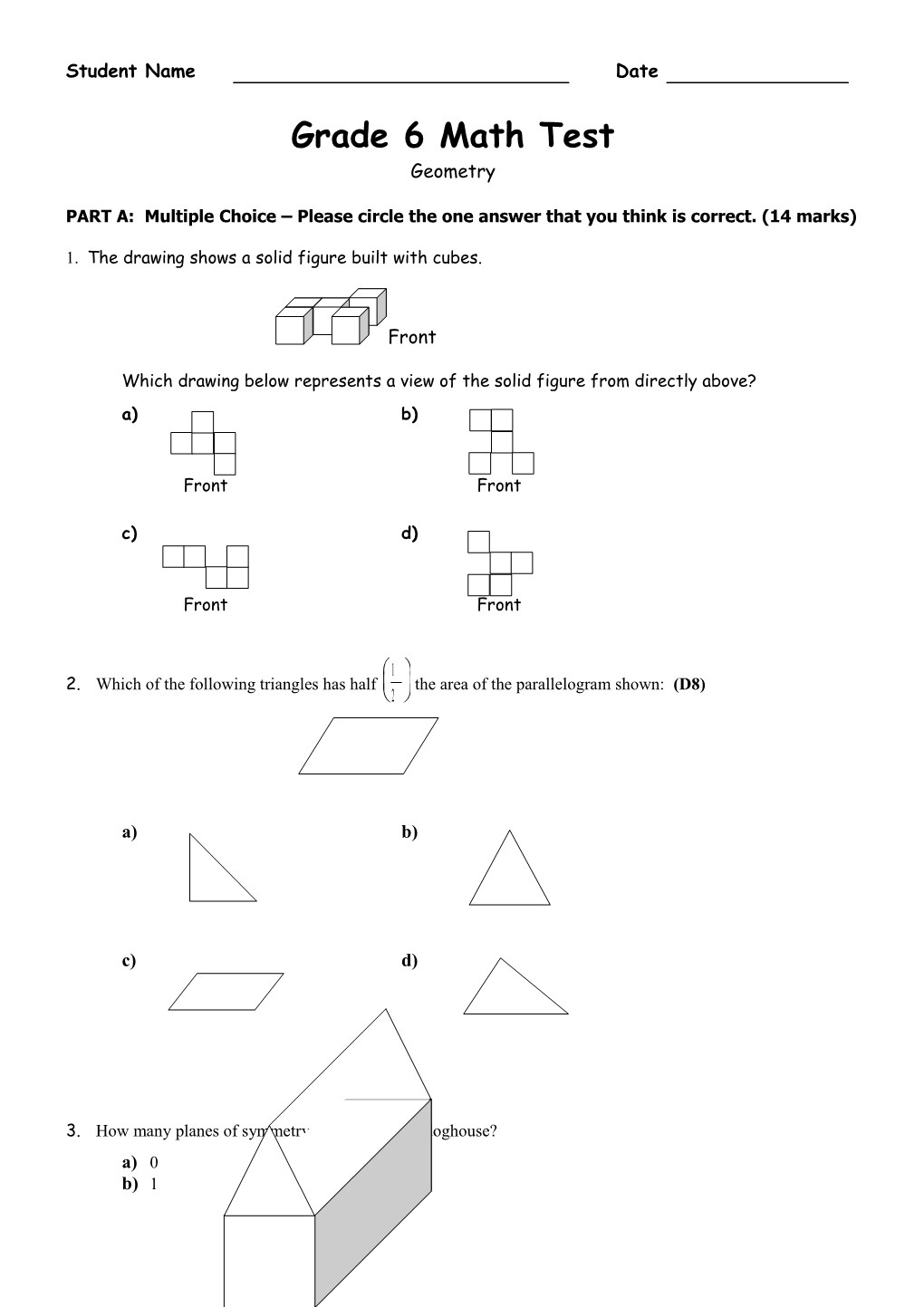 Grade 6 Math Test