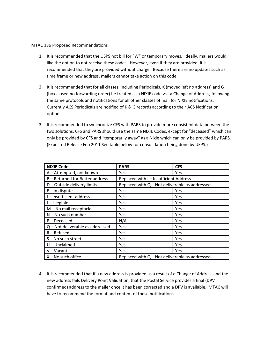 MTAC 136 Proposed Recommendations