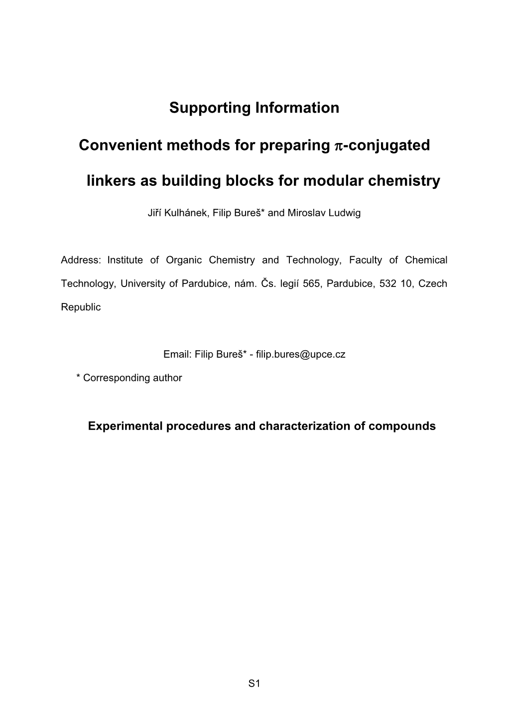 Convenient Methods for Preparing Pconjugated Linkers As Building Blocks for Modular Chemistry