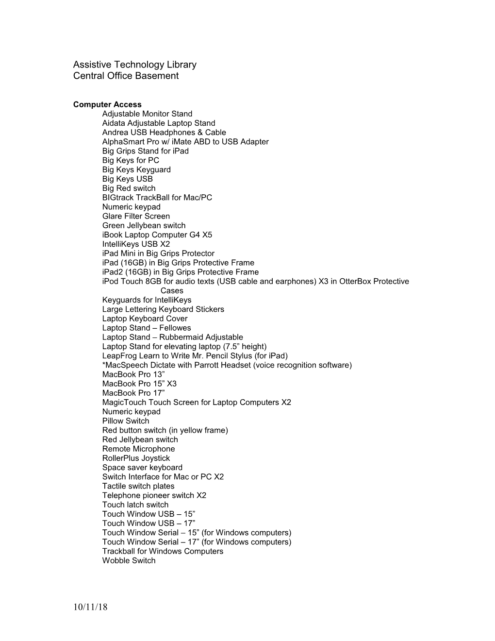 Assistive Technology Lending Library