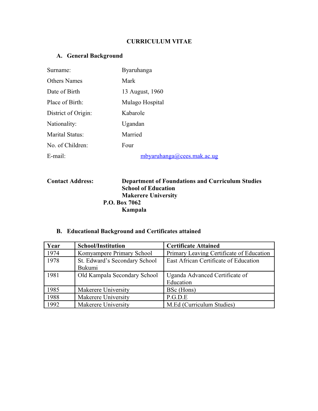 Curriculum Vitae s405