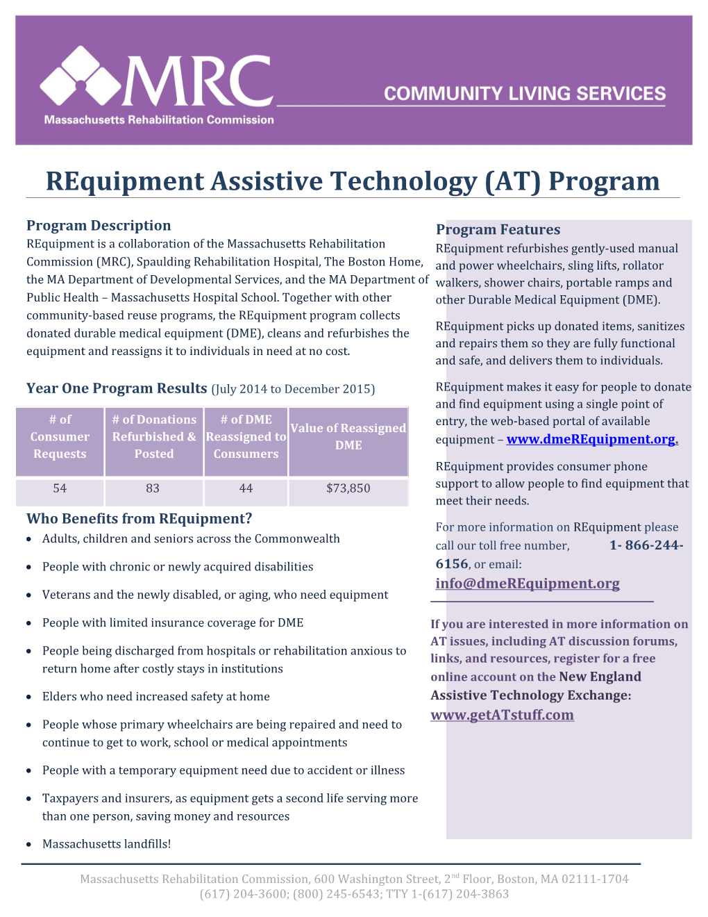 Requipment Assistive Technology (AT) Program
