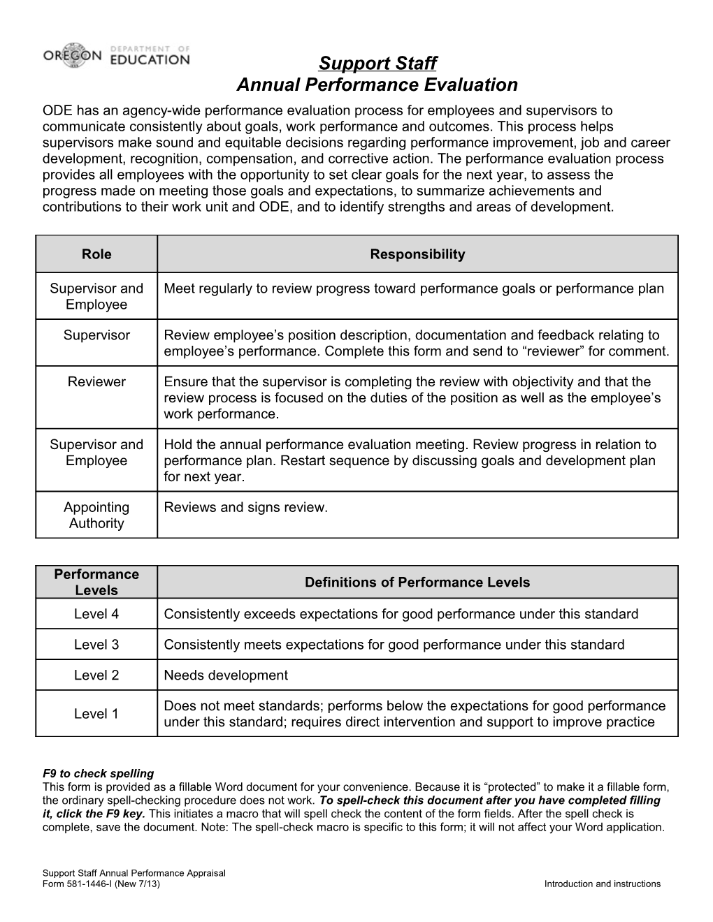 Annual Performance Evaluation - Non-Supervisory