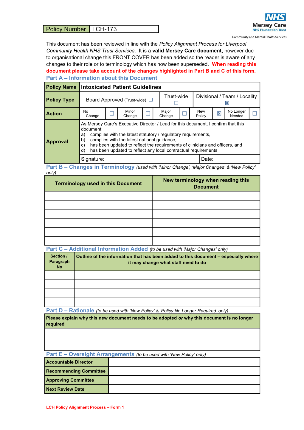 Template for Guideline Type of Clinical Guidance Document