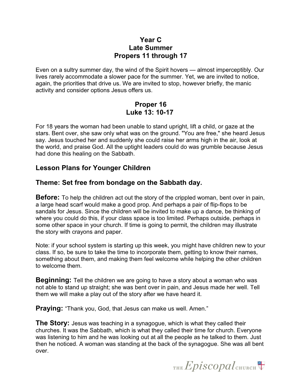 Late Summer - Cycle C - Revised Common Lectionary s1