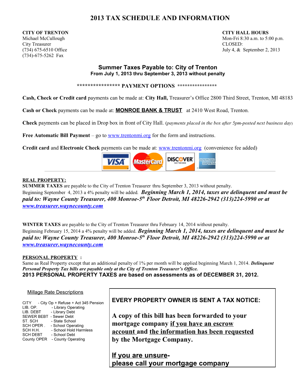 2006 Tax Schedule and Information