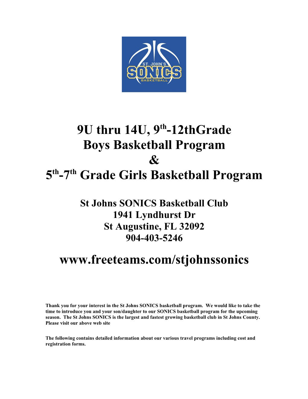 5Th-7Th Grade Girls Basketball Program