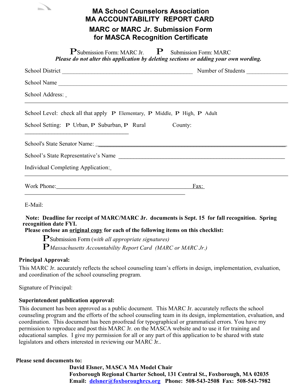 R Submission Form: MARC Jr. R Submission Form: MARC