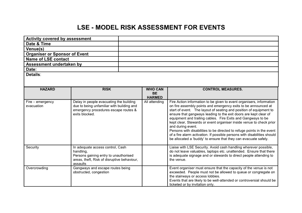 Risk Assessment for Access to 24 Kingsway