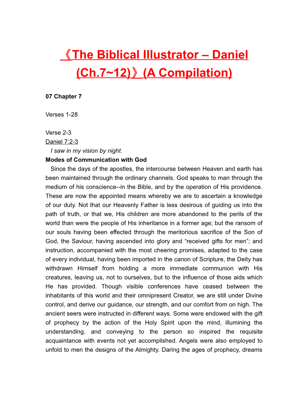 The Biblical Illustrator Daniel (Ch.7 12) (A Compilation)