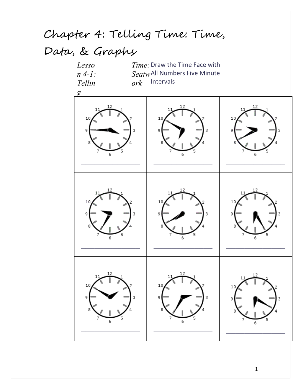 Chapter 4: Telling Time: Time, Data, & Graphs
