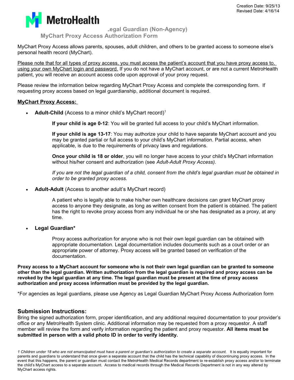 Adult-Child (Access to a Minor Child S Mychart Record)1