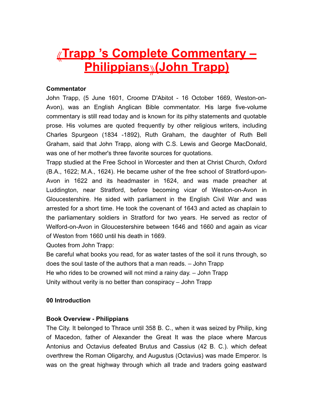 Trapp S Complete Commentary Philippians (John Trapp)