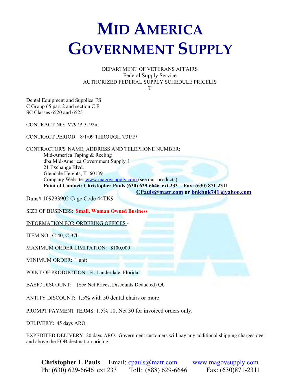 Authorized Federal Supply Schedule Pricelist s1