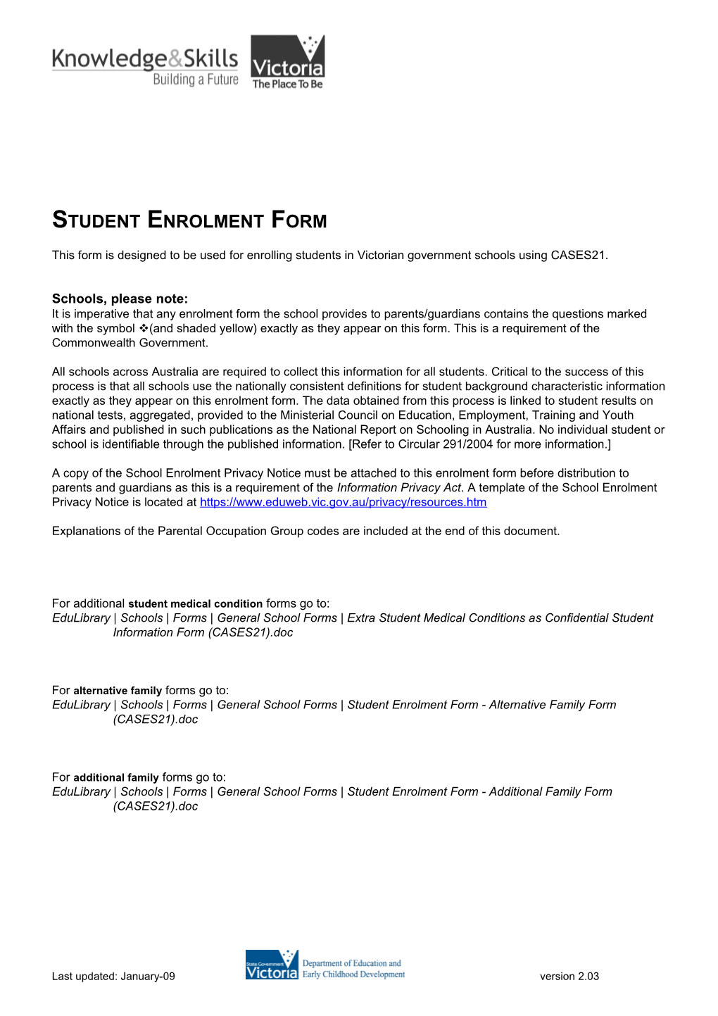 Student Enrolment Form s2