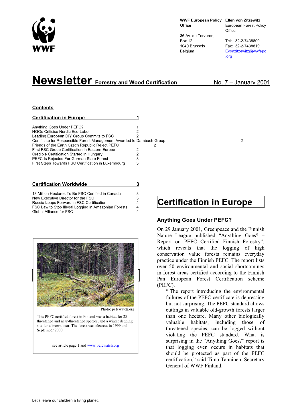 Newsletter Forestry and Wood Certification s1