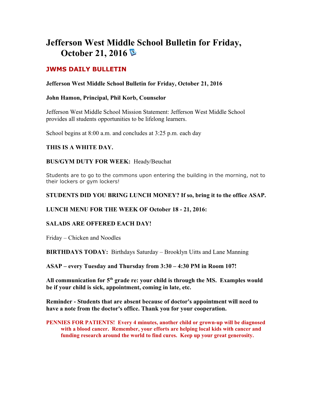 Jwms Daily Bulletin s1