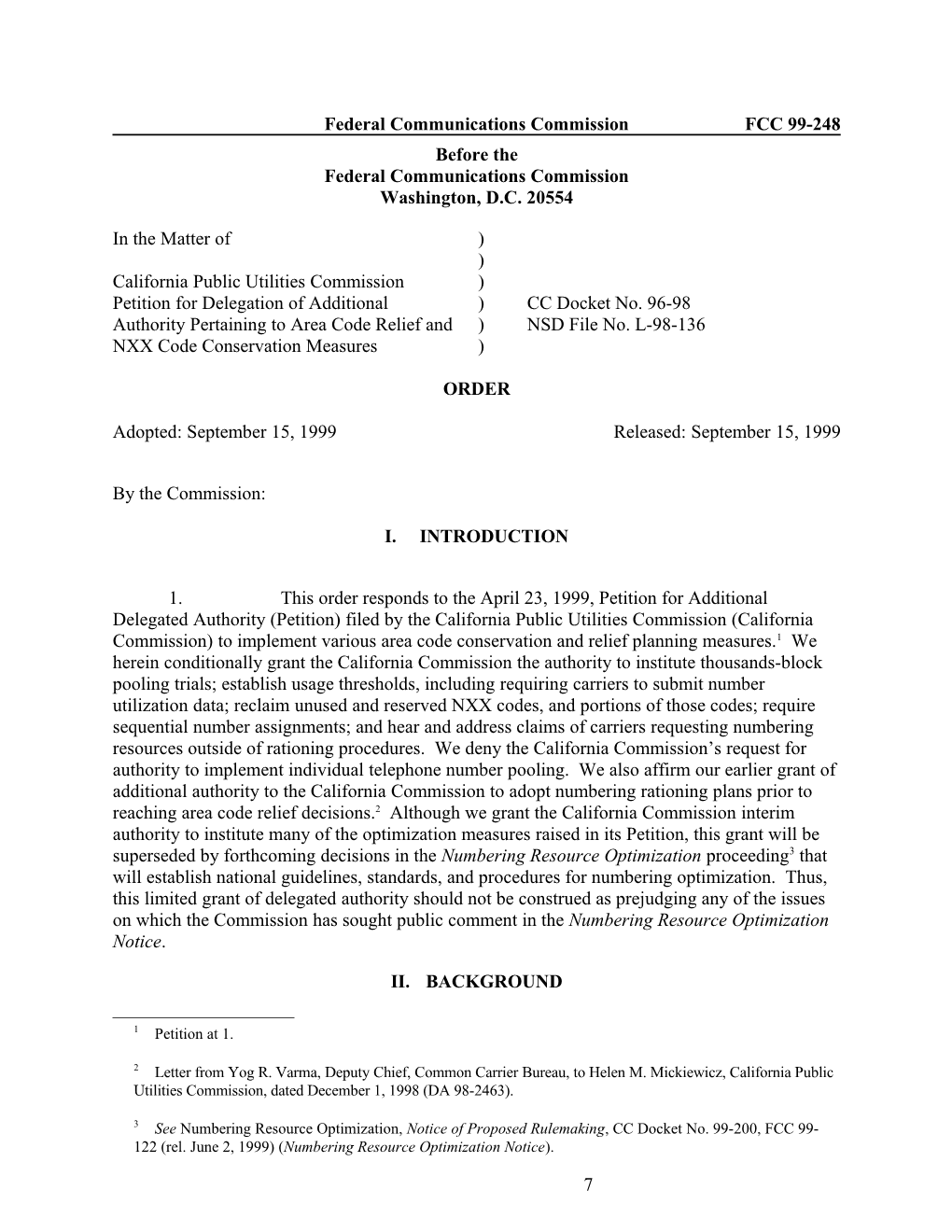 Federal Communications Commissionfcc 99-248