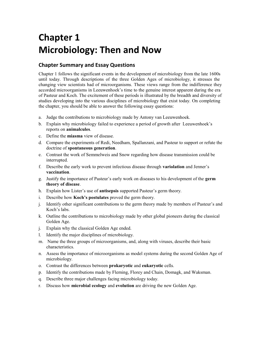 Microbiology: Then and Now