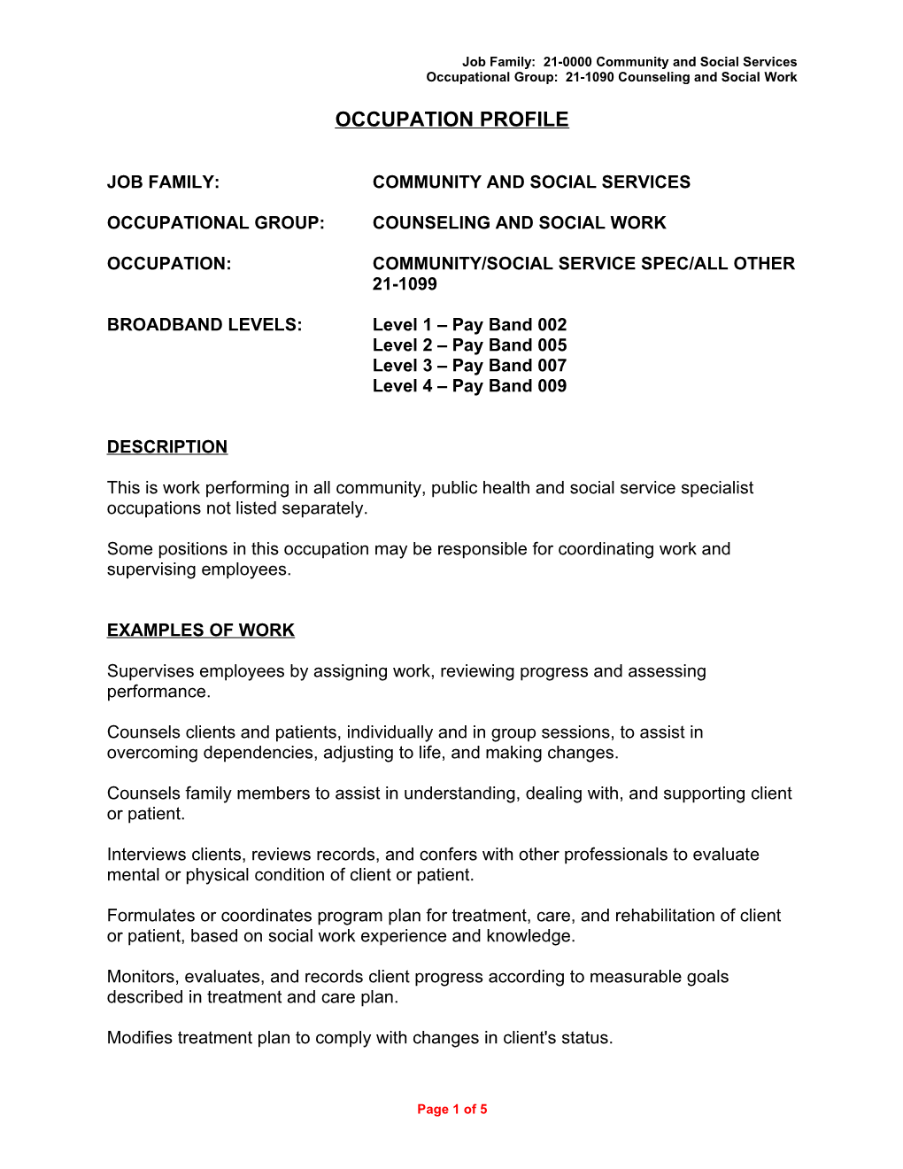 Job Family: 21-0000 Community and Social Services s1