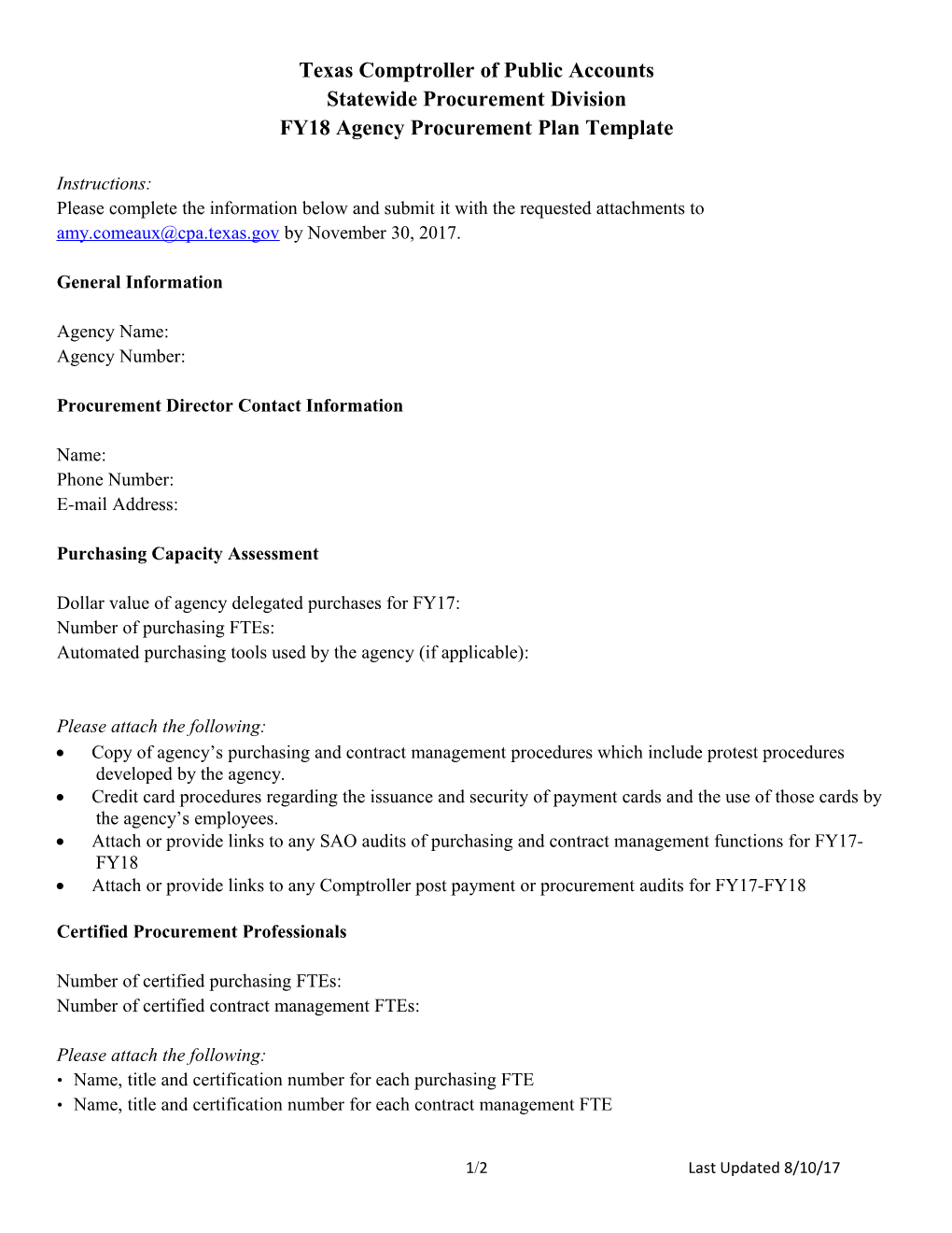 Procurement Plan Template 2016