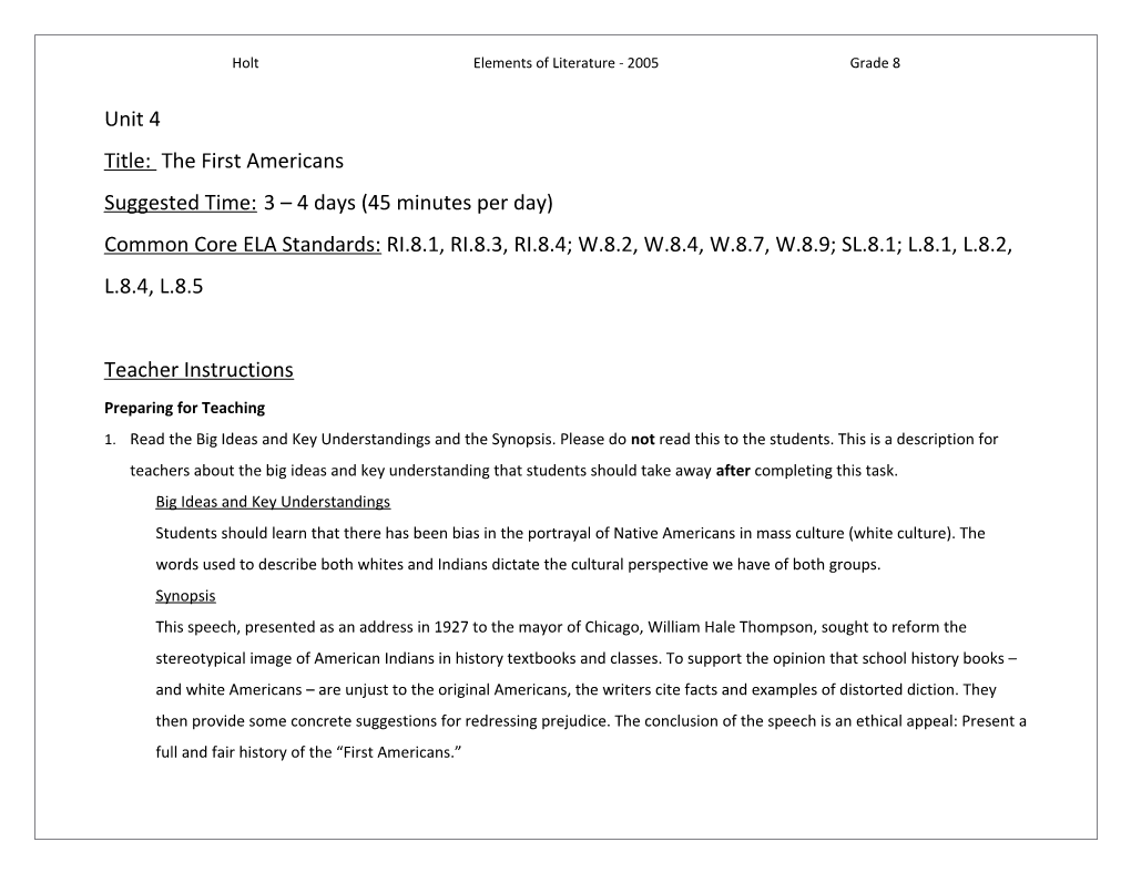 Holt Elements of Literature - 2005 Grade 8