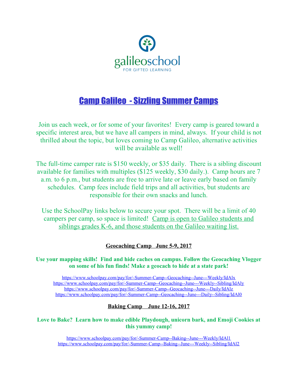 Camp Galileo - Sizzling Summer Camps
