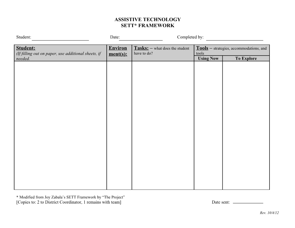 Sett Framework for Assistive Technology