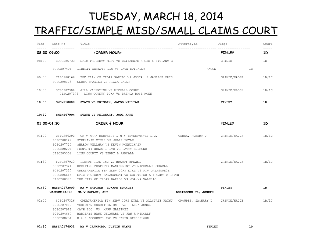 Traffic/Simple Misd/Small Claims Court