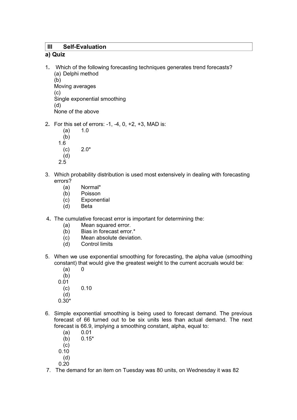 III Self-Evaluation