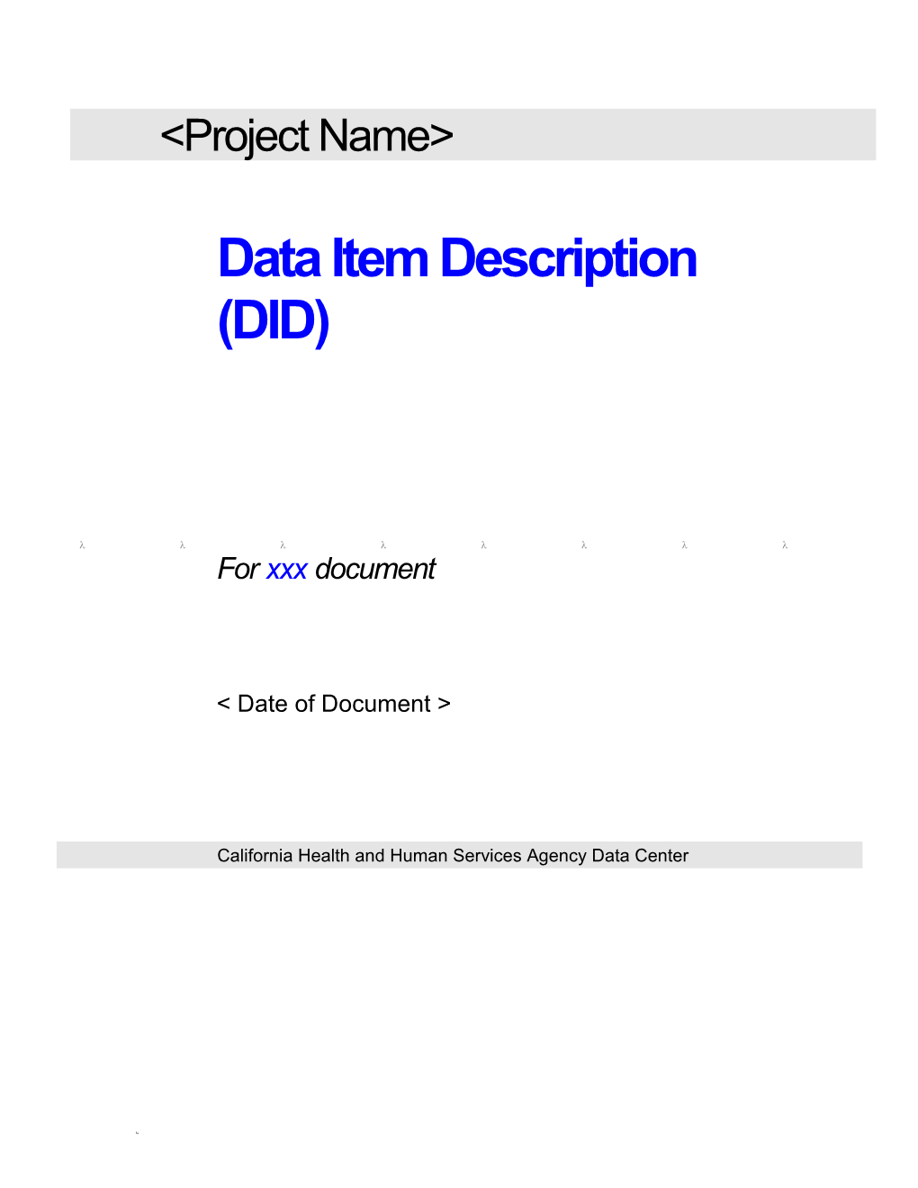 SID Data Item Description (DID) Template