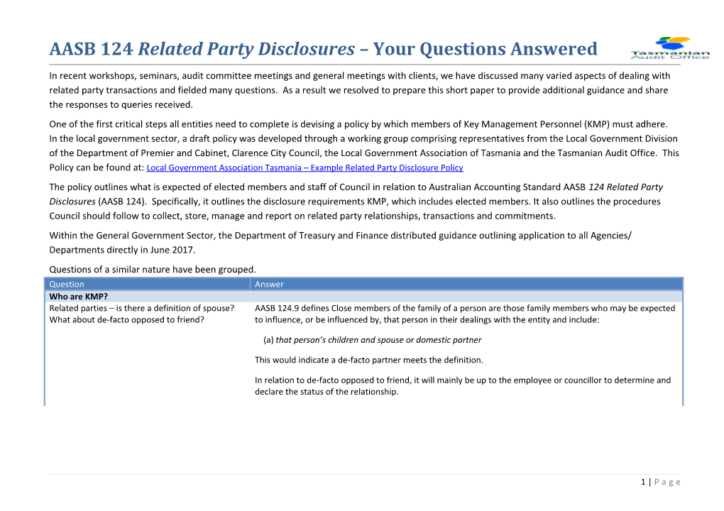 AASB 124 Related Party Disclosures Your Questions Answered