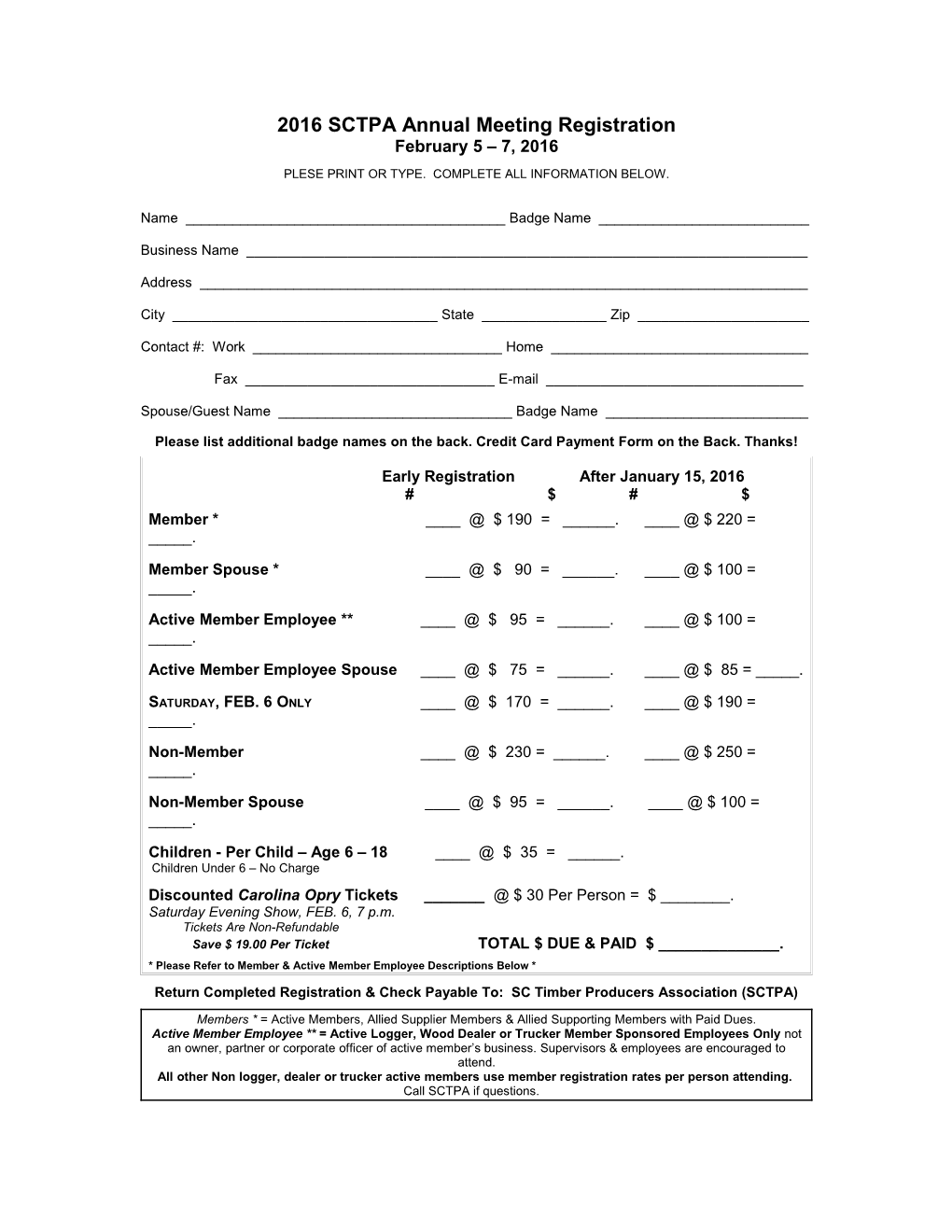 2001 Annual Meeting Registration