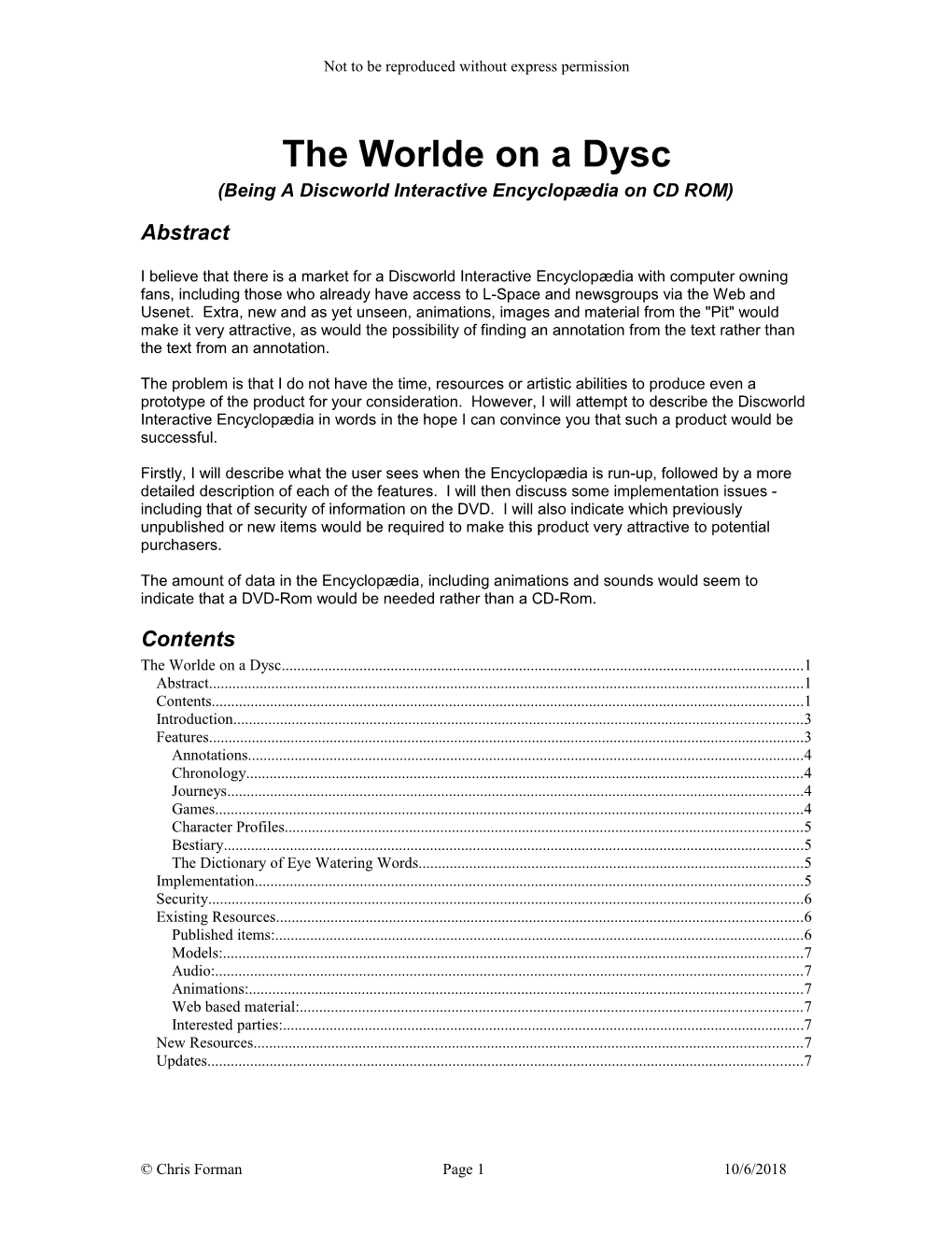 The Worlde on a Dysc